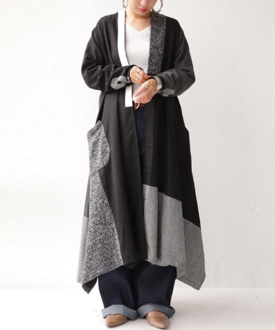 タグ付き新品未使用　アンティ異素材ロングコート　レア　デシグアル好きな方にも