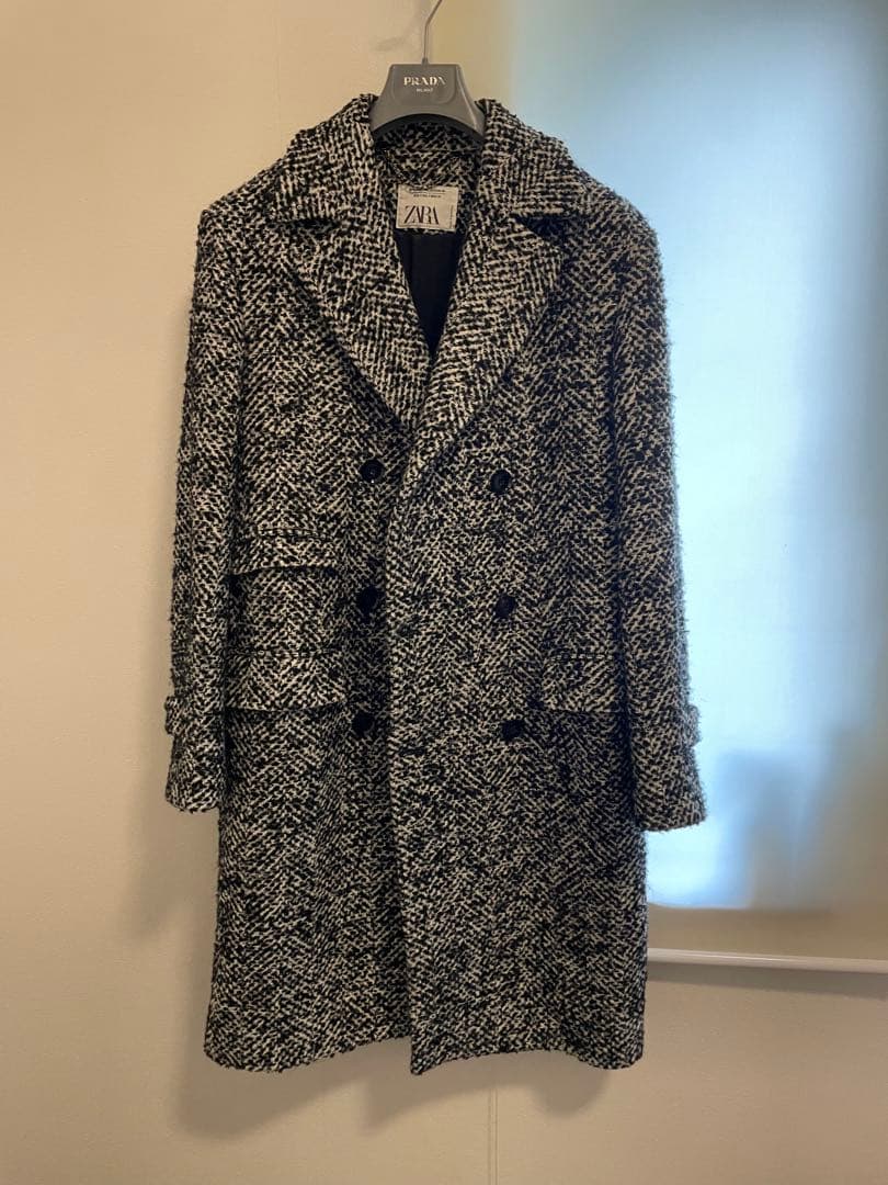 ZARA ツイード ダブルブレストコート EUR 38