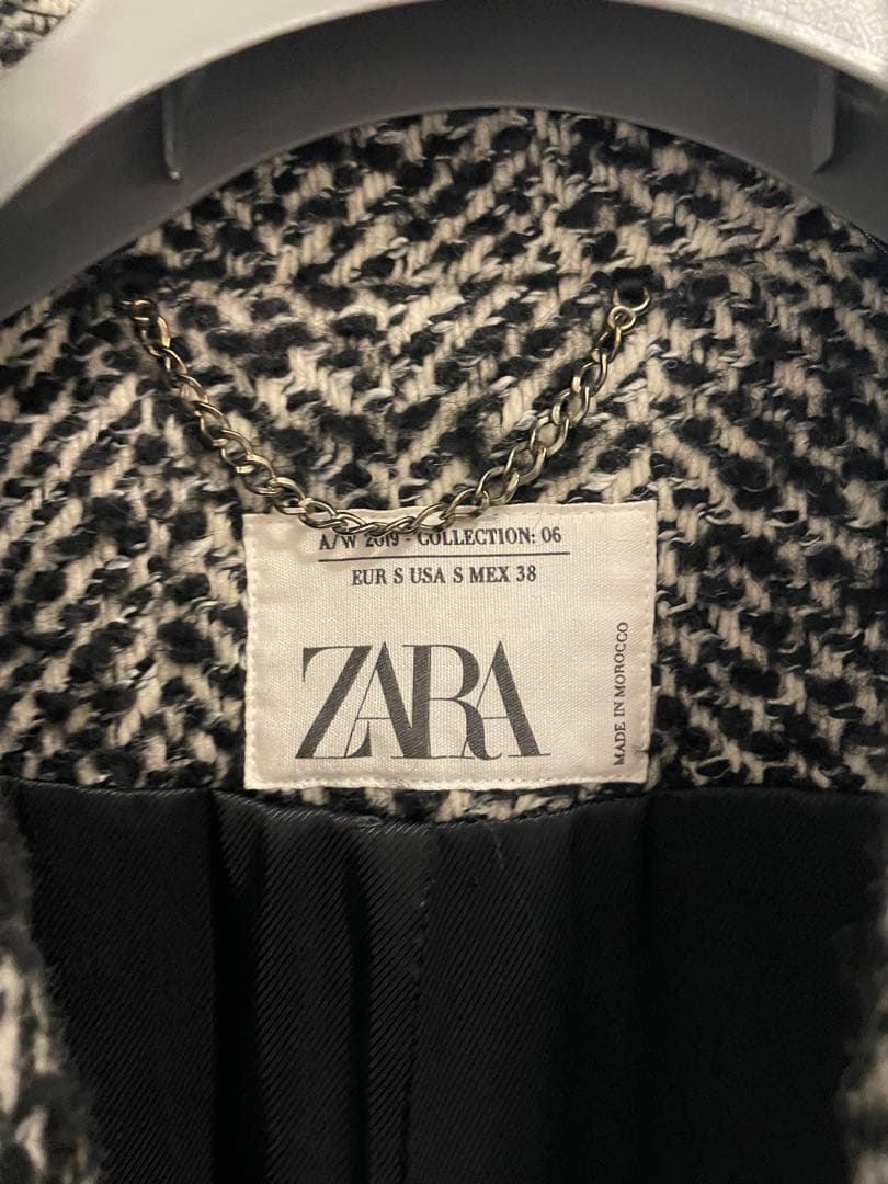 ZARA ツイード ダブルブレストコート EUR 38