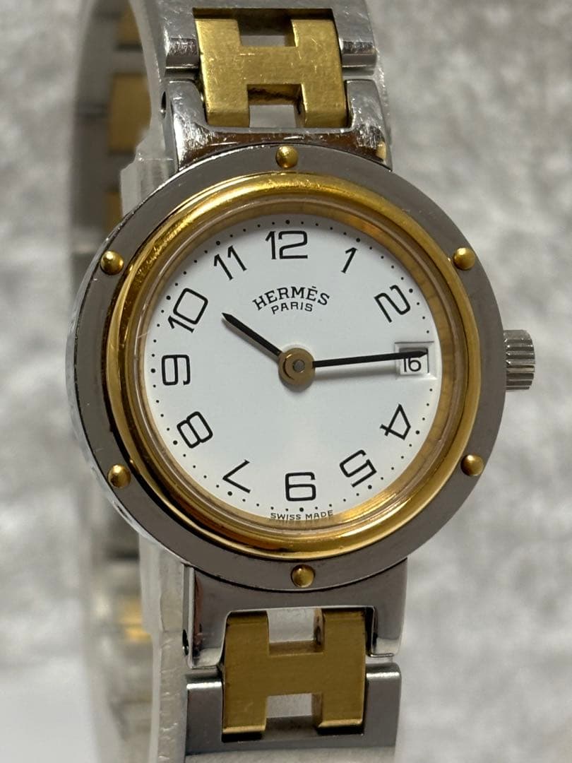 【美品】エルメス クリッパー クォーツ デイト【稼働品】レディース 付属品有り