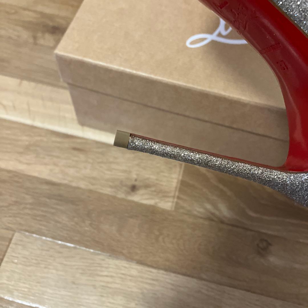 Christian Louboutin グリッターシルバーハイヒール　37