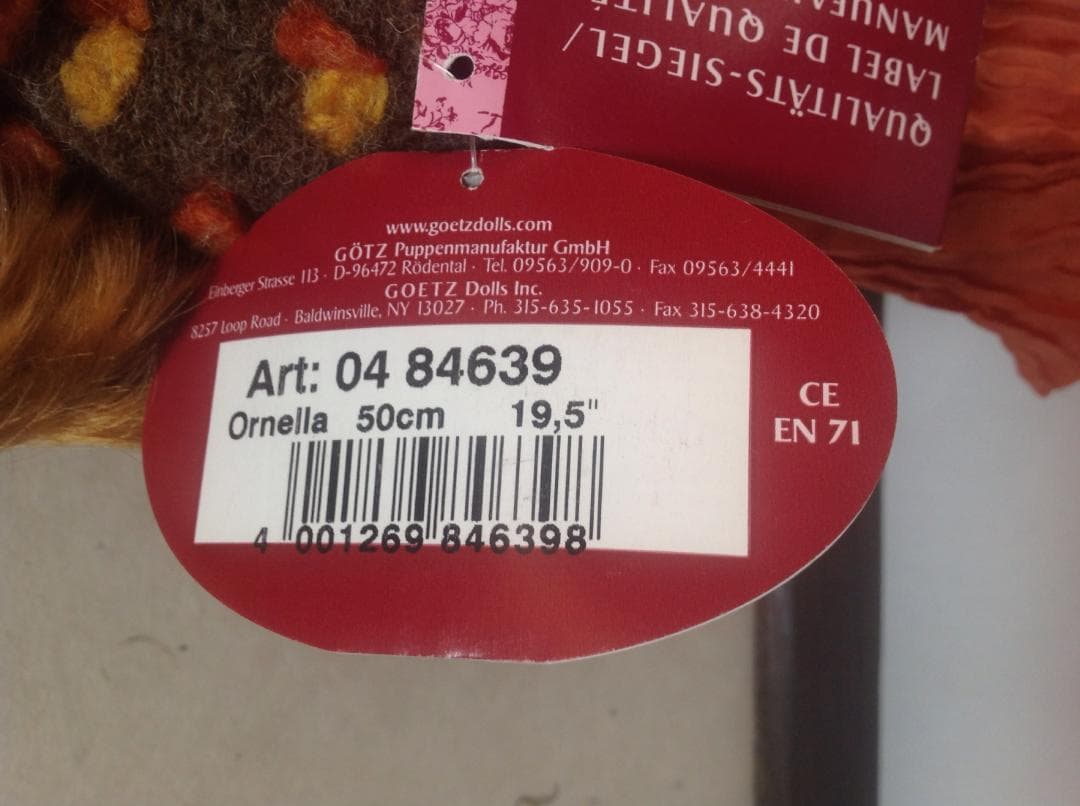 人形：ビンテージドール【シルビア・ナッテラ】 ②赤 Gotz 約48㎝