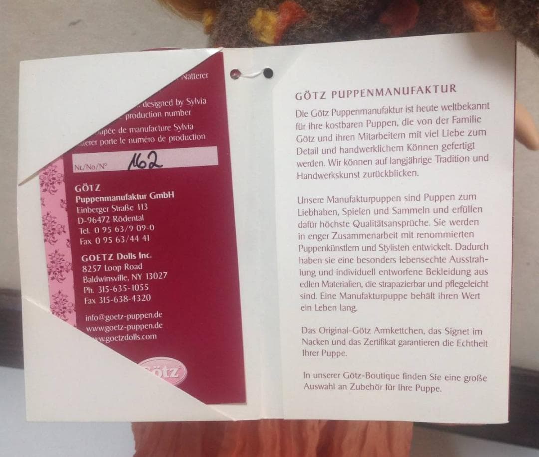 人形：ビンテージドール【シルビア・ナッテラ】 ②赤 Gotz 約48㎝