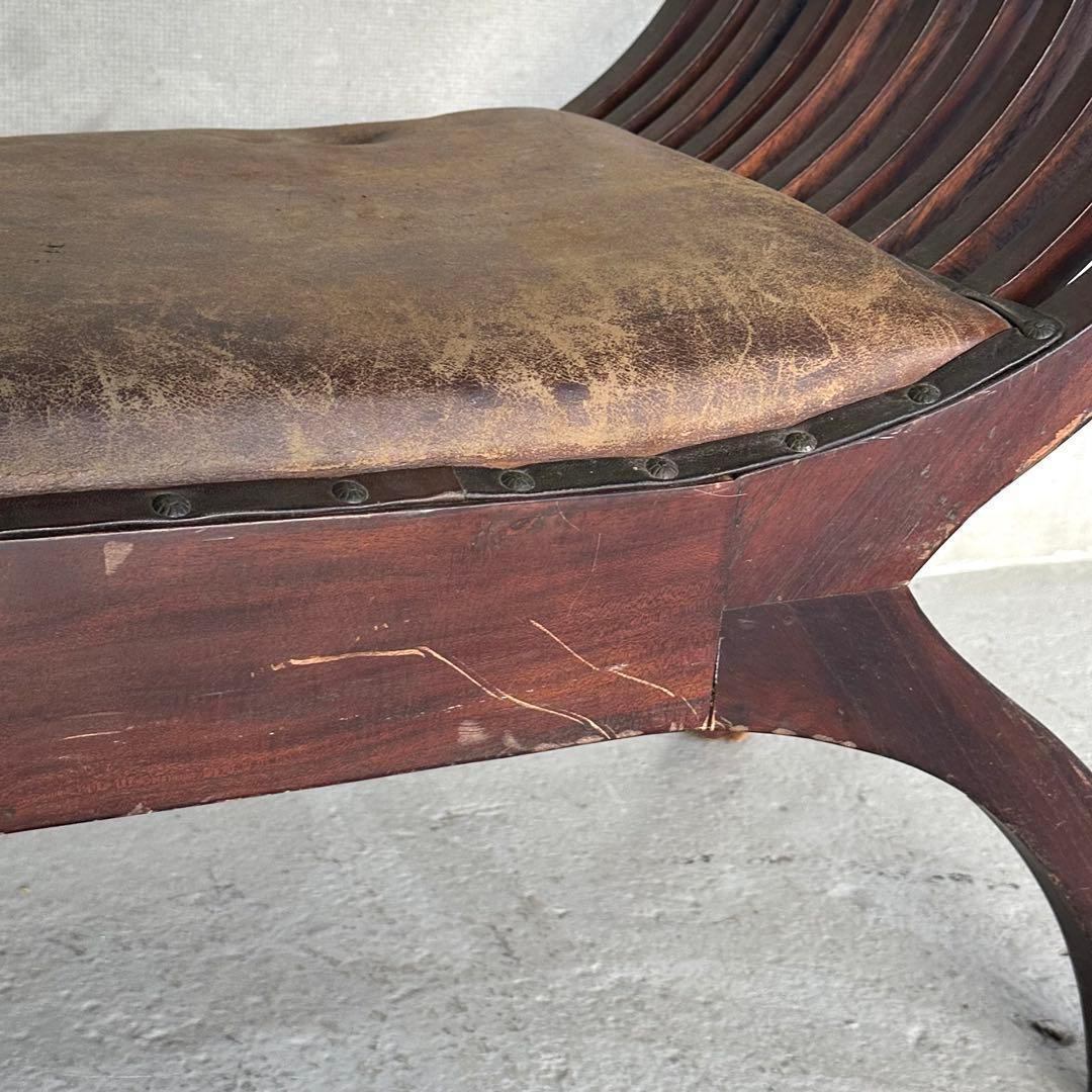 ★カルティニベンチ★ 鉄鋲 本革座面×ウッドフレーム ミッドセンチュリー