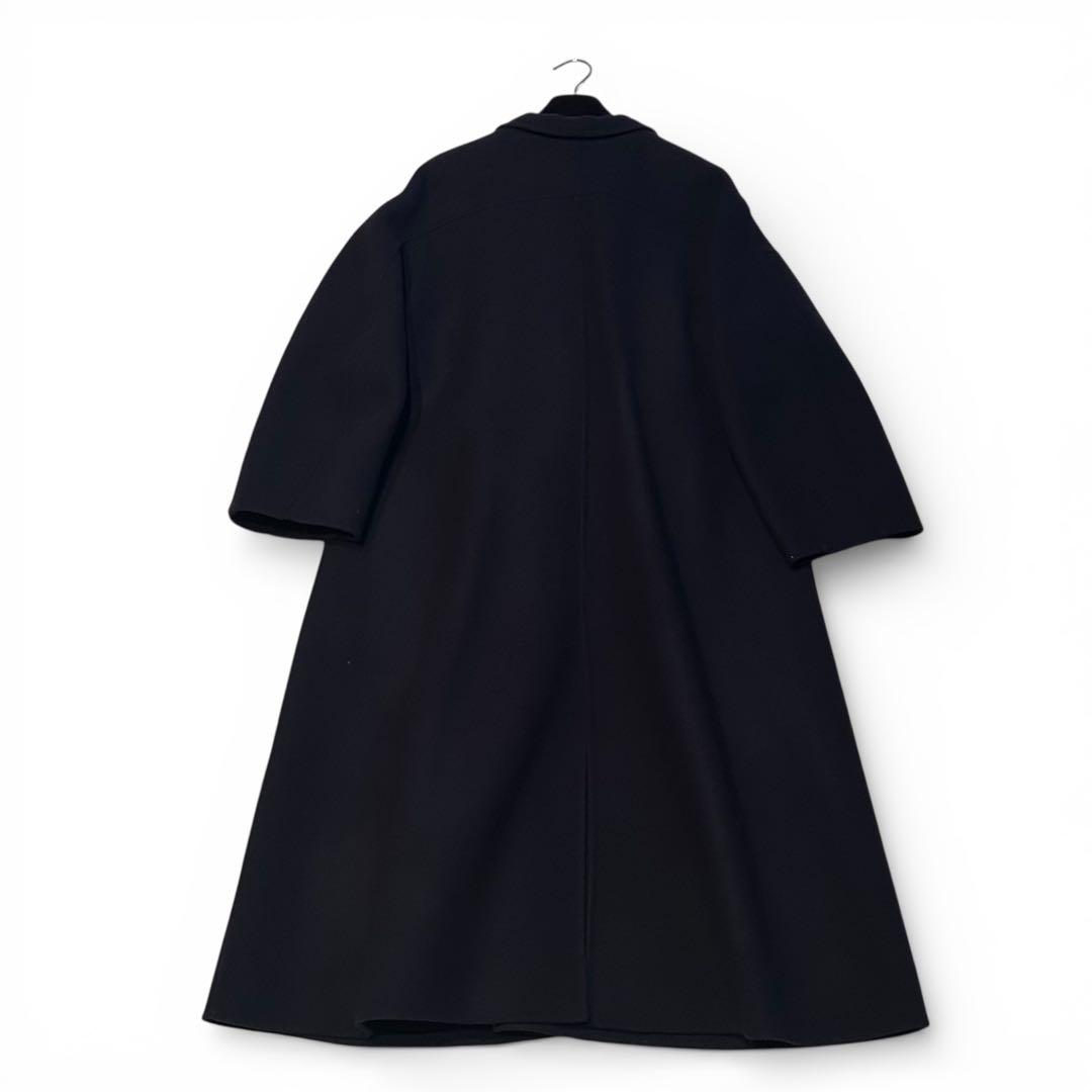 【美品Drawerドゥロワー38】ウールケヌキテーラードカラーコート紺色ネイビー