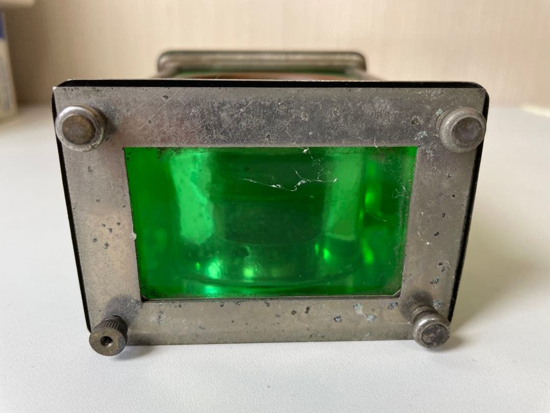 アンティーク　ウランガラス　精工舎　セイコー　手巻置時計