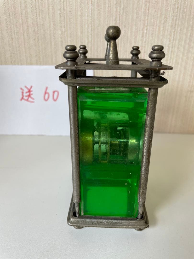 アンティーク　ウランガラス　精工舎　セイコー　手巻置時計