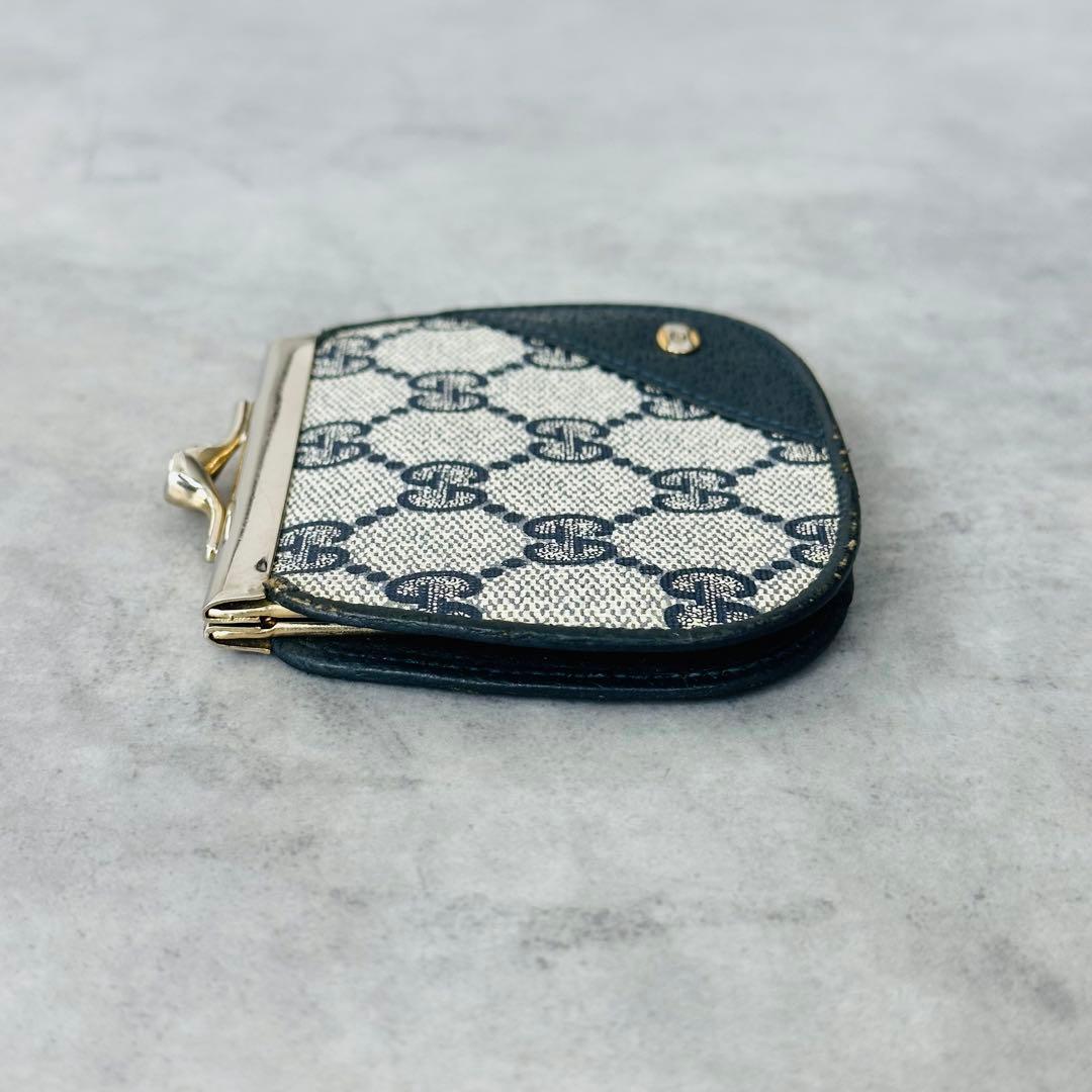 GUCCI GGスプリーム がま口 ケース　小銭入れ　ネイビー