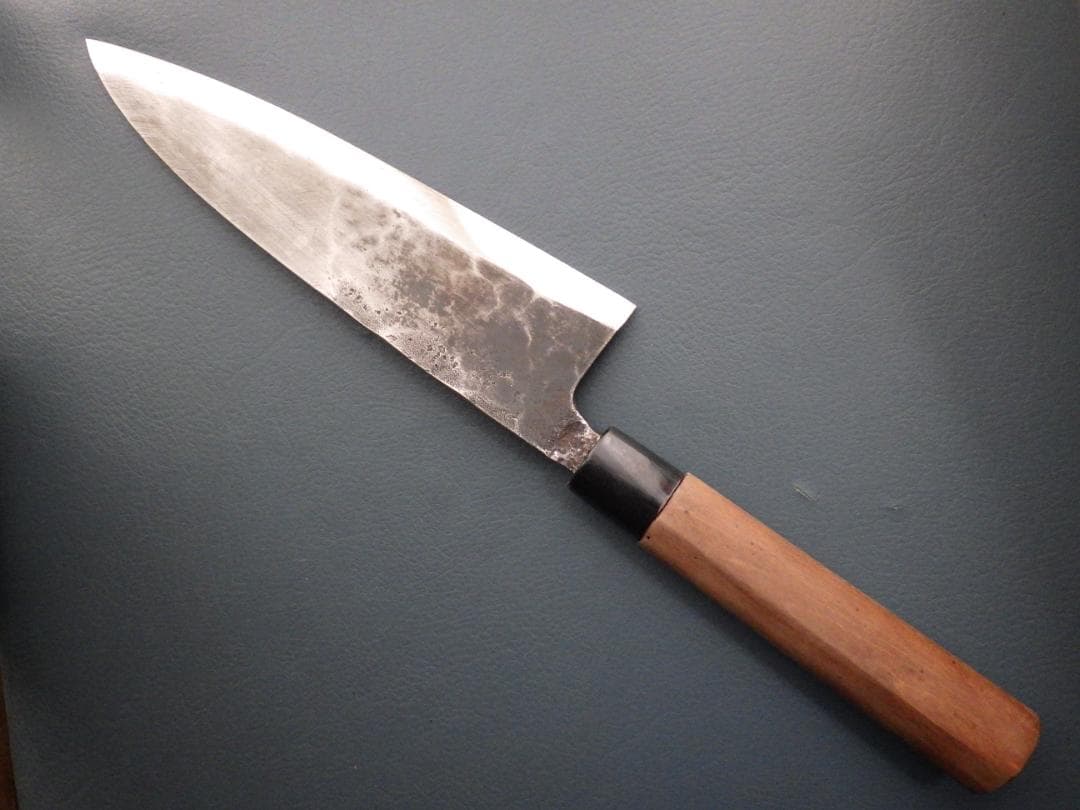 正本★槌目鍛造出刃包丁★㊨片刃研ぎ済み★オールド正本/昭和★