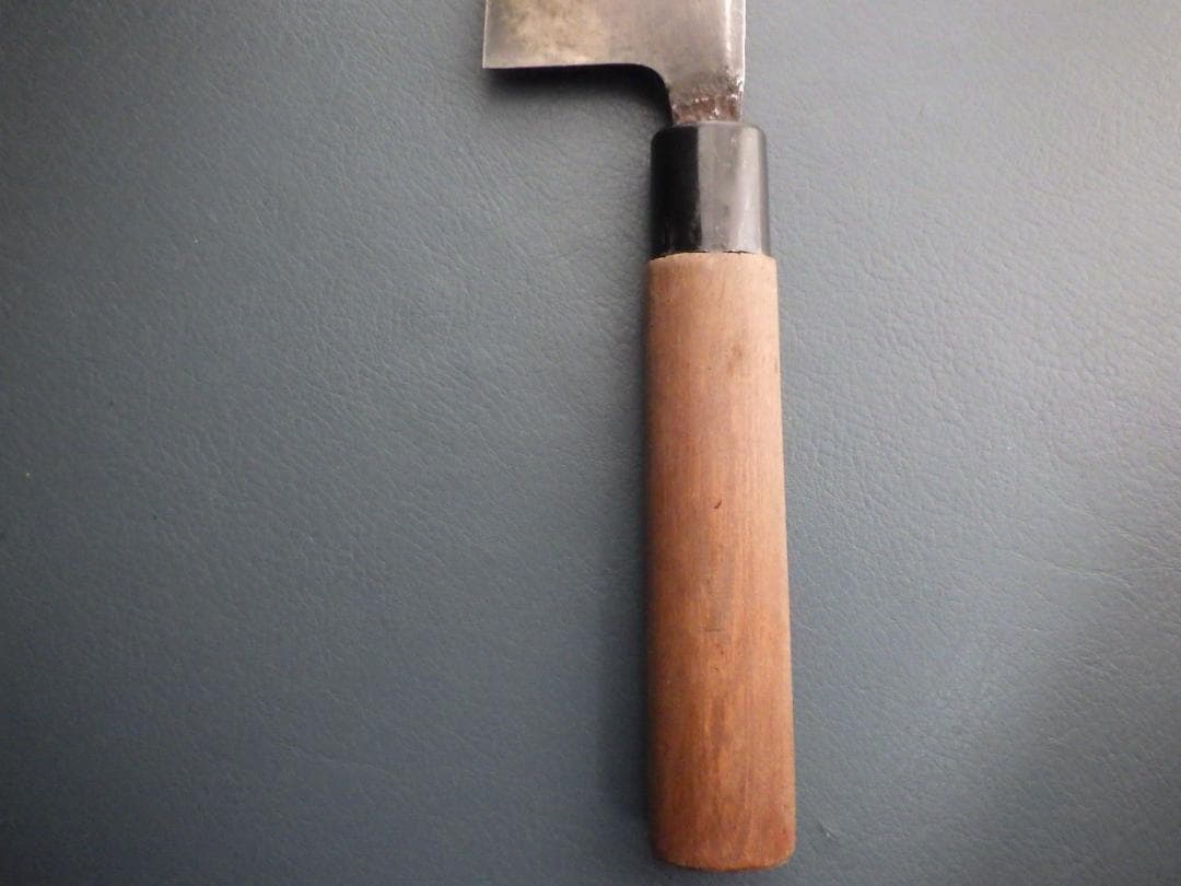 正本★槌目鍛造出刃包丁★㊨片刃研ぎ済み★オールド正本/昭和★