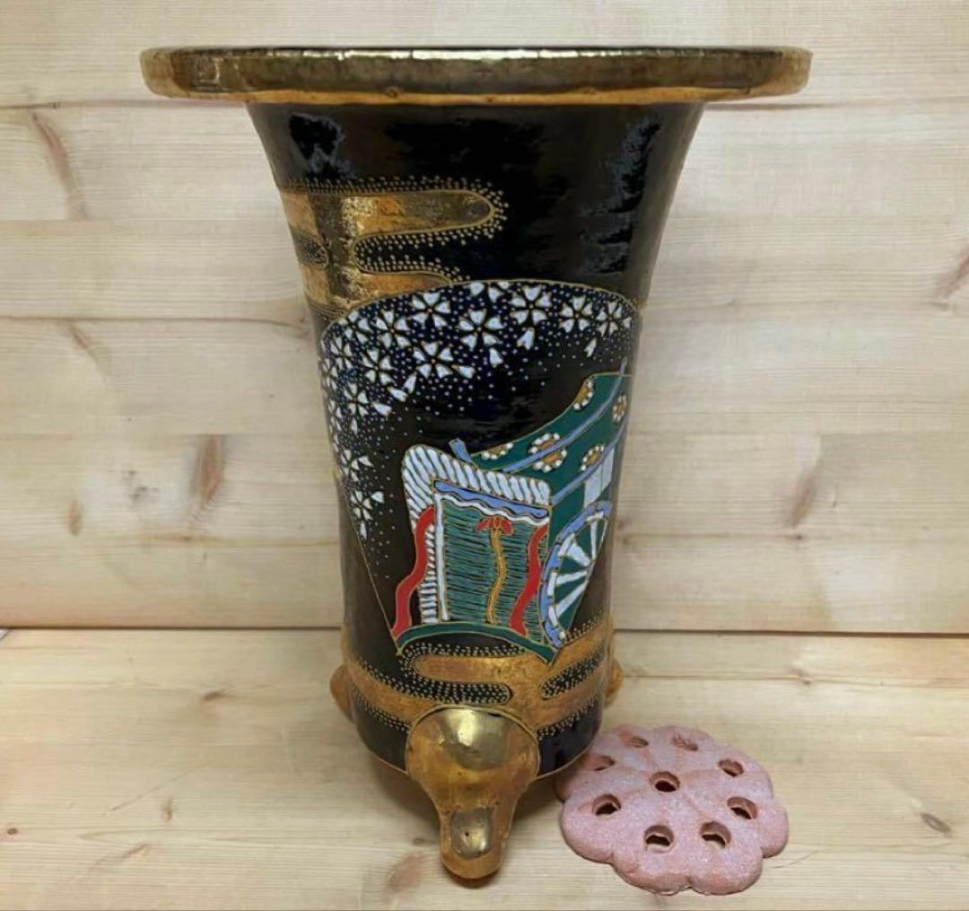 未使用/特価❕信楽焼/御所車＊錦/蘭鉢/6号/1点 植木鉢/京楽風/盆栽鉢