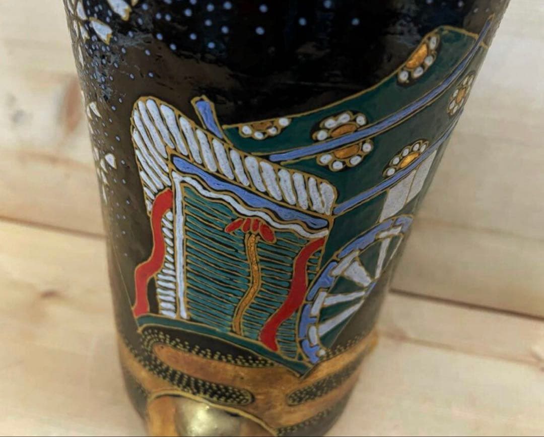 未使用/特価❕信楽焼/御所車＊錦/蘭鉢/6号/1点 植木鉢/京楽風/盆栽鉢