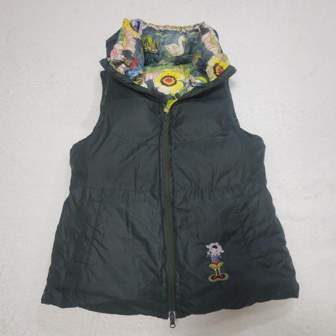アルベロベロ ブタさん 花柄 リバーシブル ダウンベスト