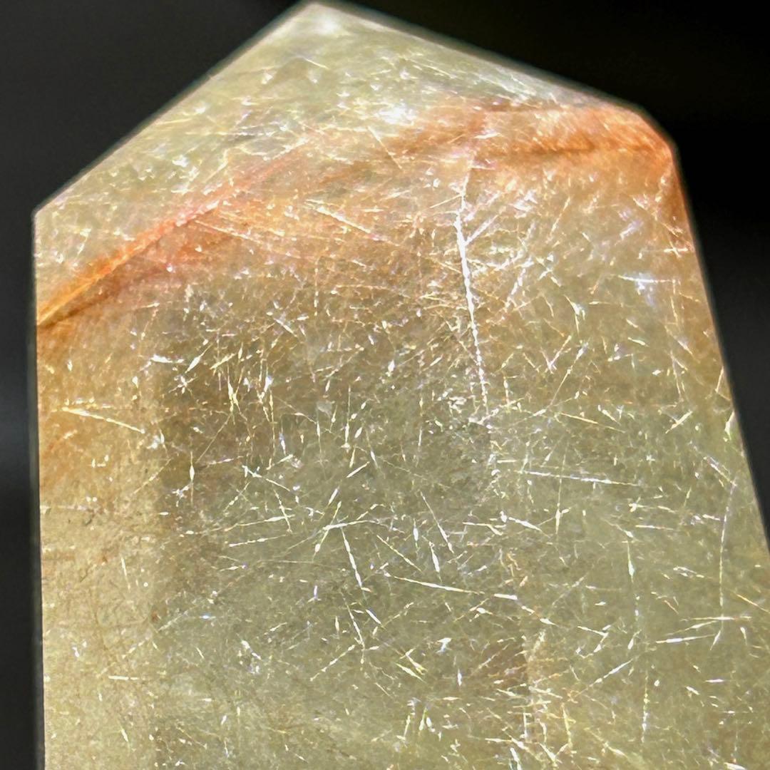 ★最高品質！エンジェルヘアゴールド　ルチル　原石　六角柱　財福大黒秘宝⑨