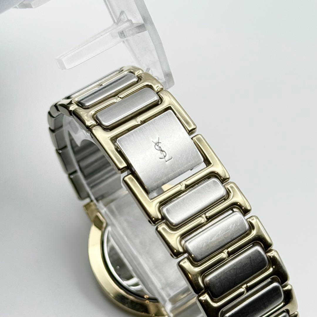 ✨美品・稼働✨サンローラン 腕時計 クォーツ ラウンド コンビ 白文字盤