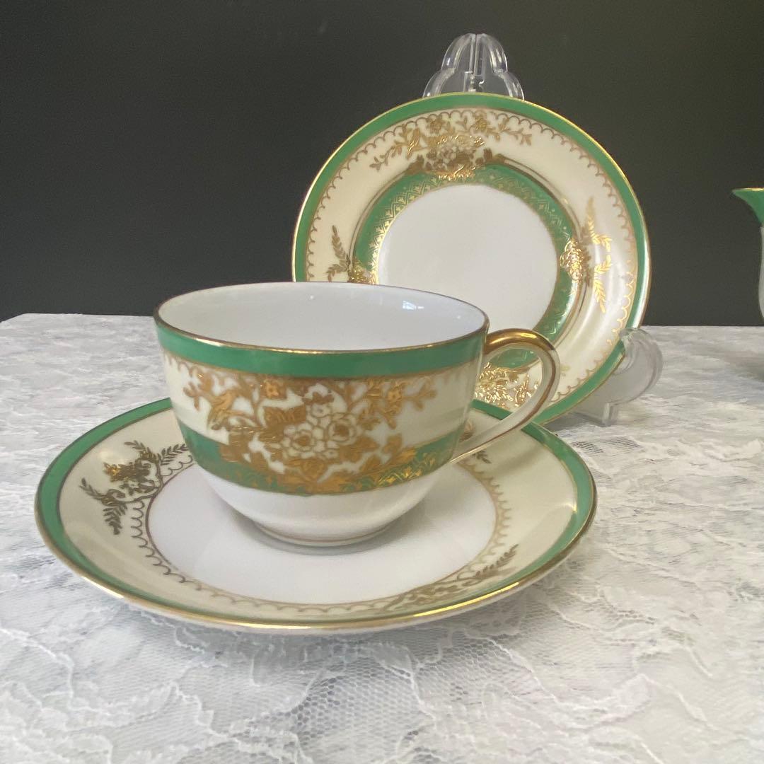 オールドノリタケ　ティーセット　金盛　カップ　ソーサー　プレート　英国　里帰り