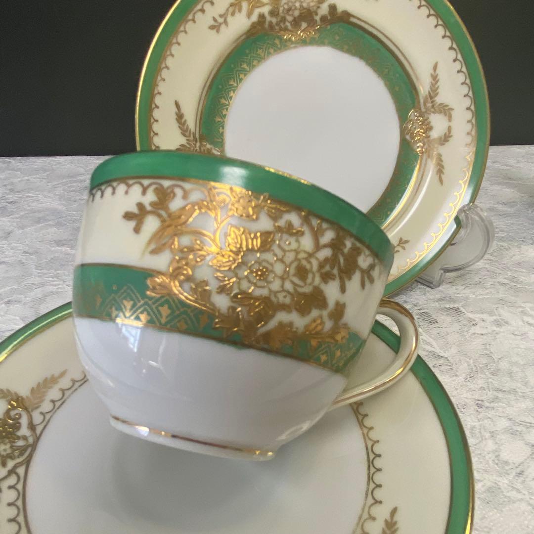 オールドノリタケ　ティーセット　金盛　カップ　ソーサー　プレート　英国　里帰り