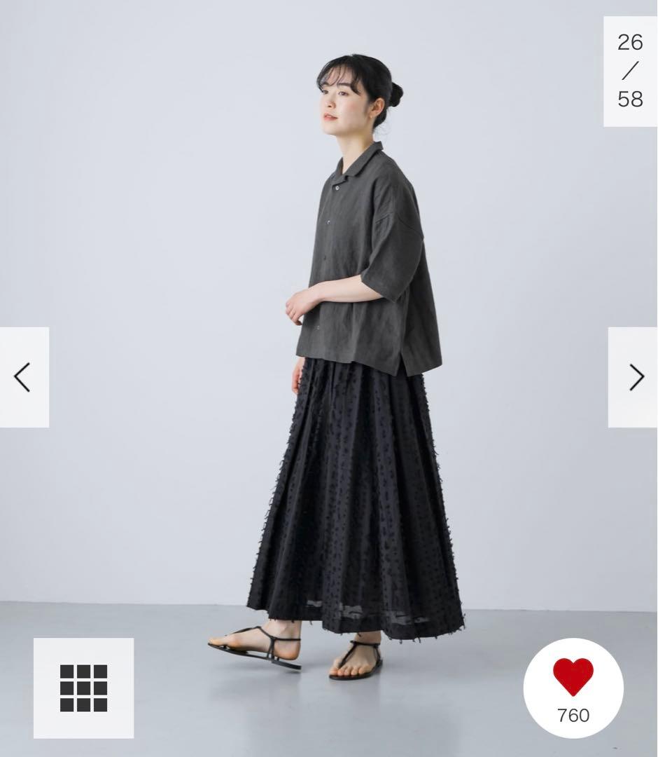 新品タグ付◆ CHARCOAL かぐれ リネンラミーオープンカラーシャツ