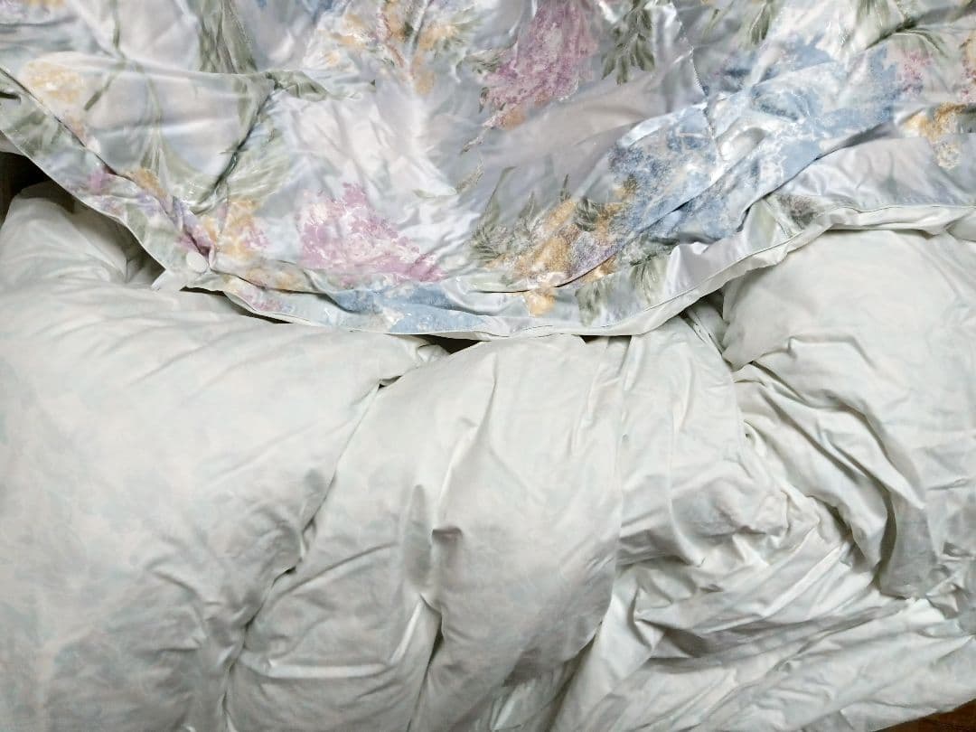 高級羽毛布団と羽毛肌掛けふとんのセット シングル ブルー系 ツーウェイ✨️日本製