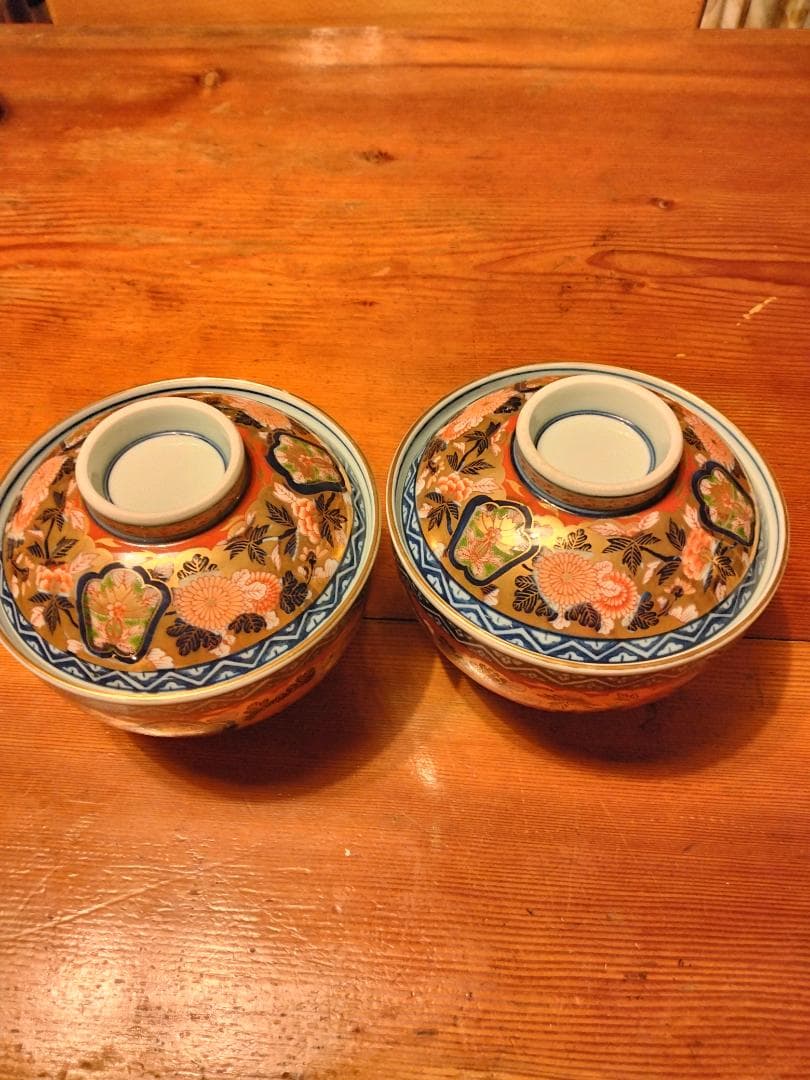 有田賞美堂極錦金襴手蓋もの2個