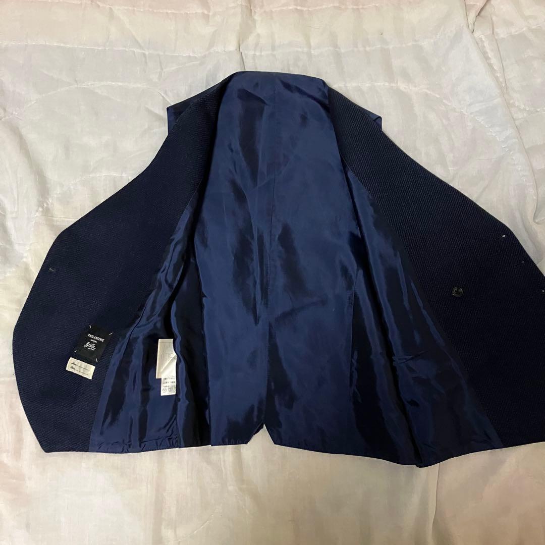 美品　TAGLIATORE　BEAMS　ウールダブルジレ　ネイビー　44