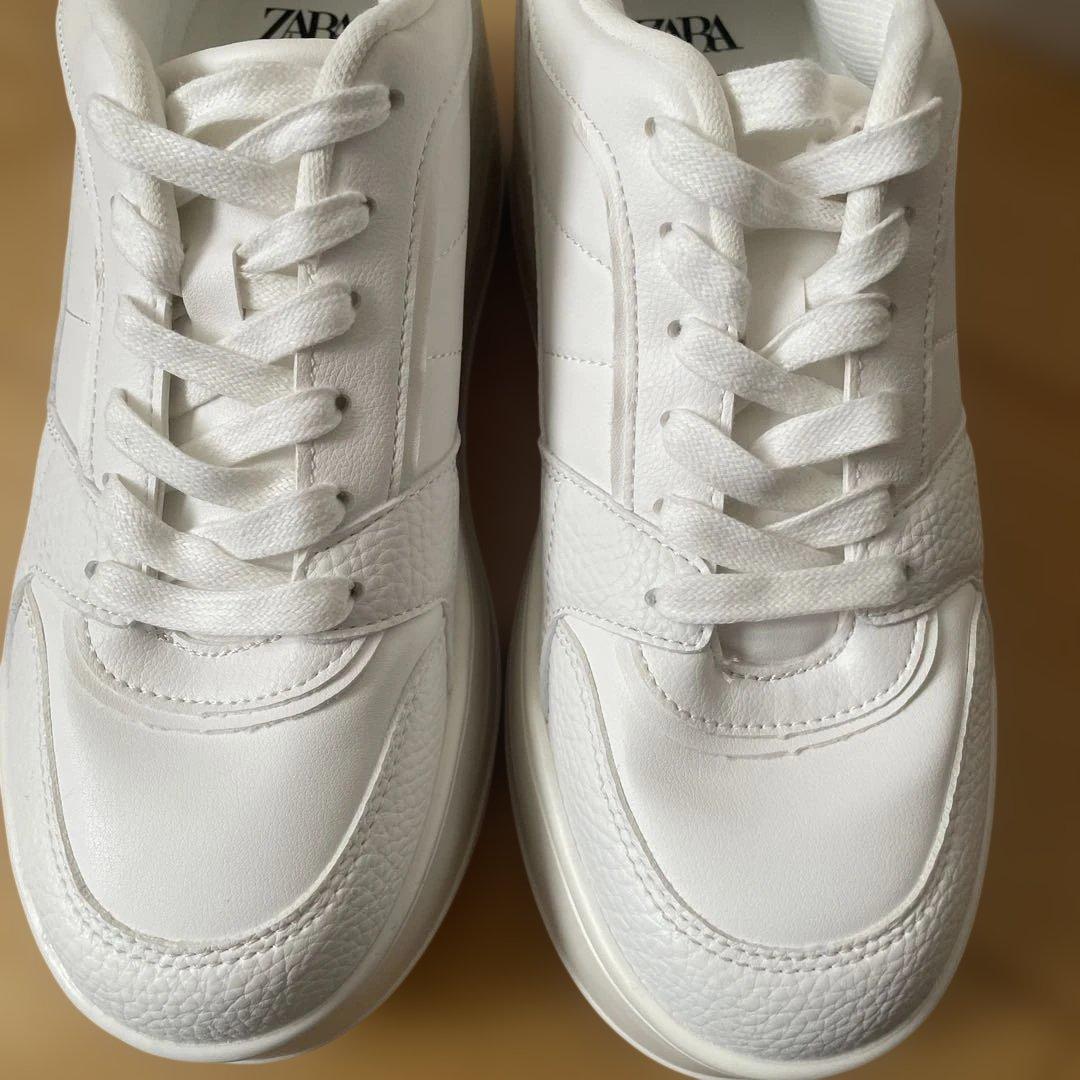 ZARA プラットフォームスニーカー ホワイト 39
