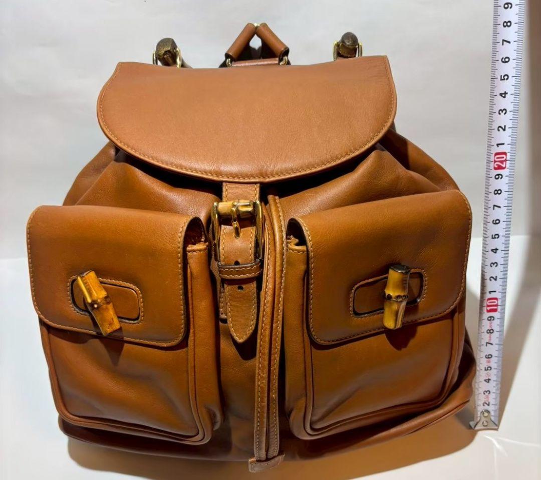 GUCCI レザー バンブー リュック ブラウン系 グッチ