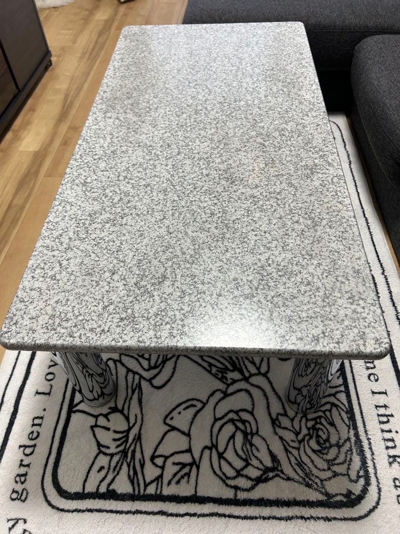 グレーの石目調センターテーブル テラゾートリノ柄 テーブル 大理石 最終価格