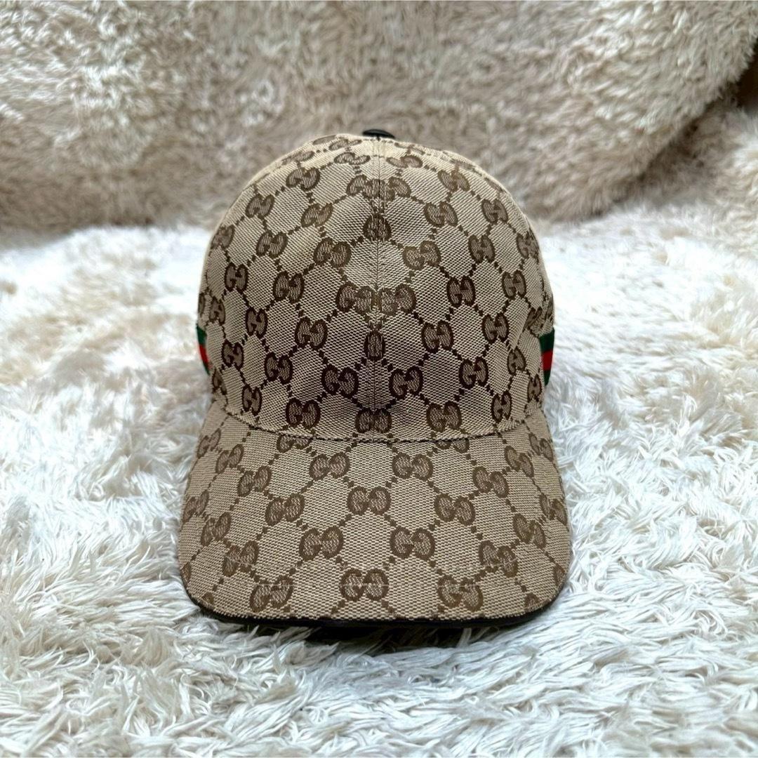 【美品】グッチ 帽子 キャップ ベージュ キャンバス GG柄 ユニセックス