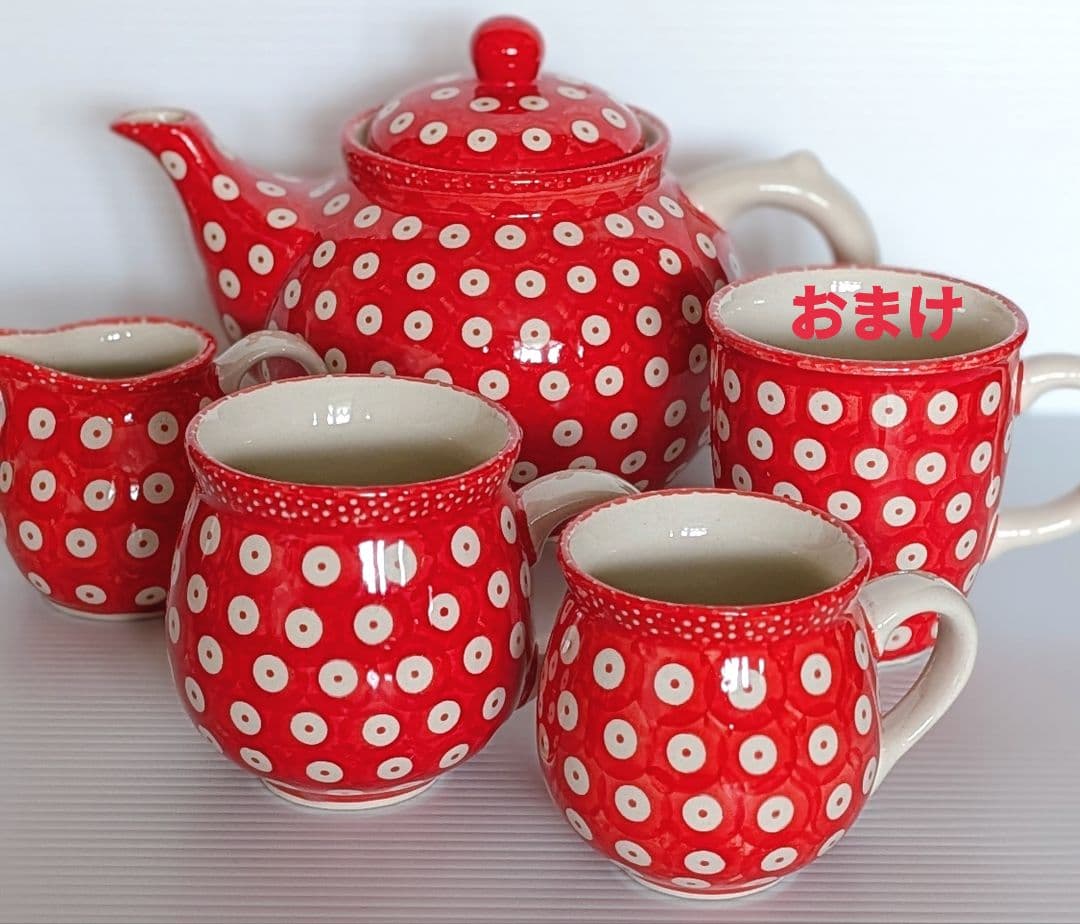 ⭐️ポーリッシュポタリー 赤 目玉セット