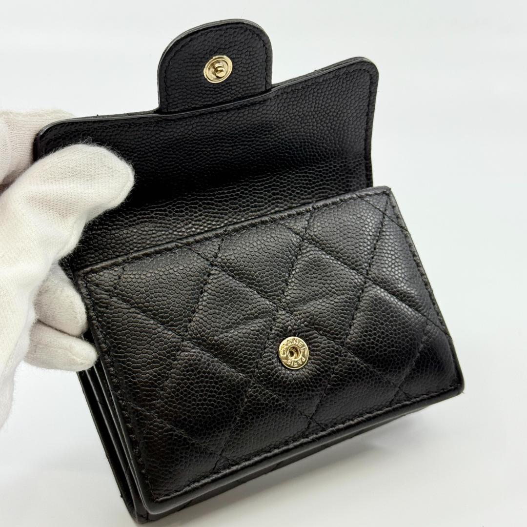 CHANEL シャネル 三つ折り財布　 スモールウォレット キャビアスキン