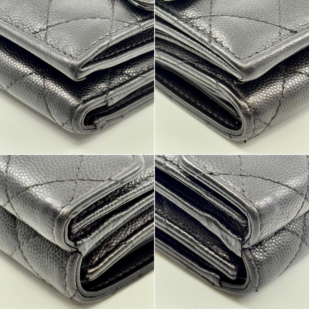 CHANEL シャネル 三つ折り財布　 スモールウォレット キャビアスキン