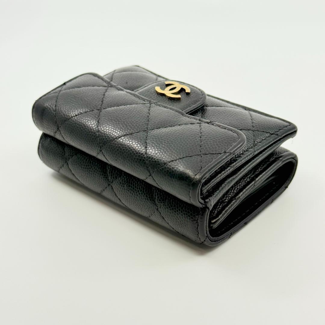 CHANEL シャネル 三つ折り財布　 スモールウォレット キャビアスキン