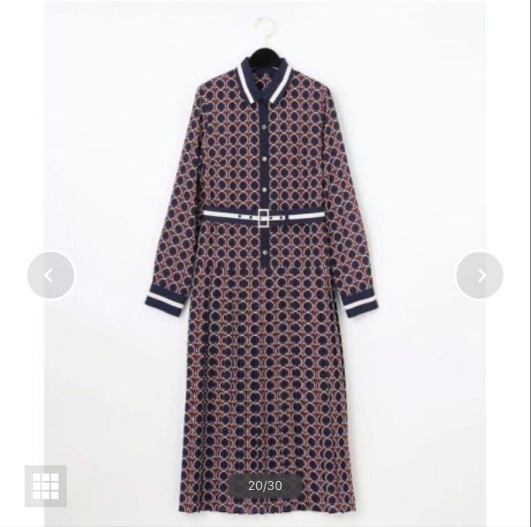 定価4.3万円ダイアグラム　キカシャツプリントワンピース36
