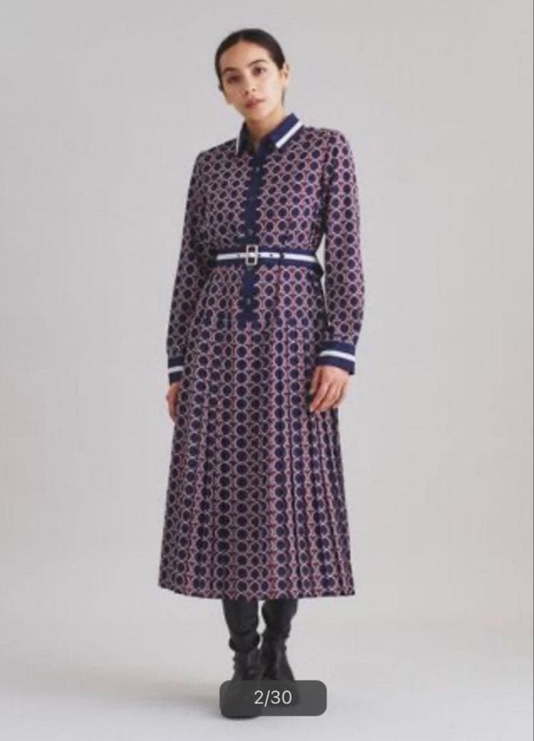 定価4.3万円ダイアグラム　キカシャツプリントワンピース36