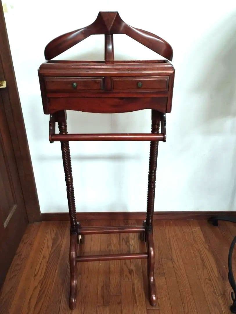 アンティーク調 マホガニー無垢 スーツハンガーラック