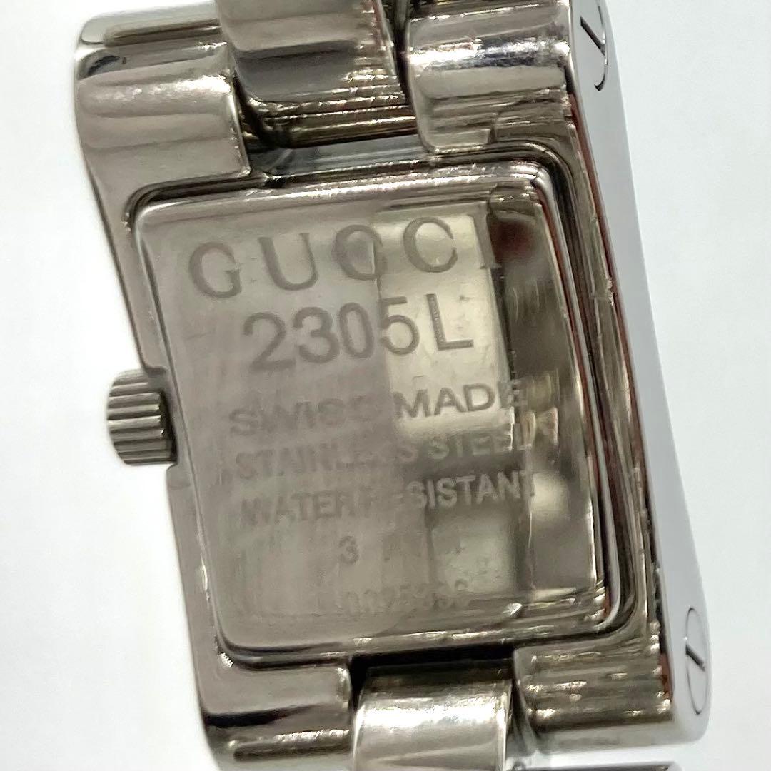 【稼動】 グッチ 腕時計 2305L QZ スクエア 黒文字盤 レディース