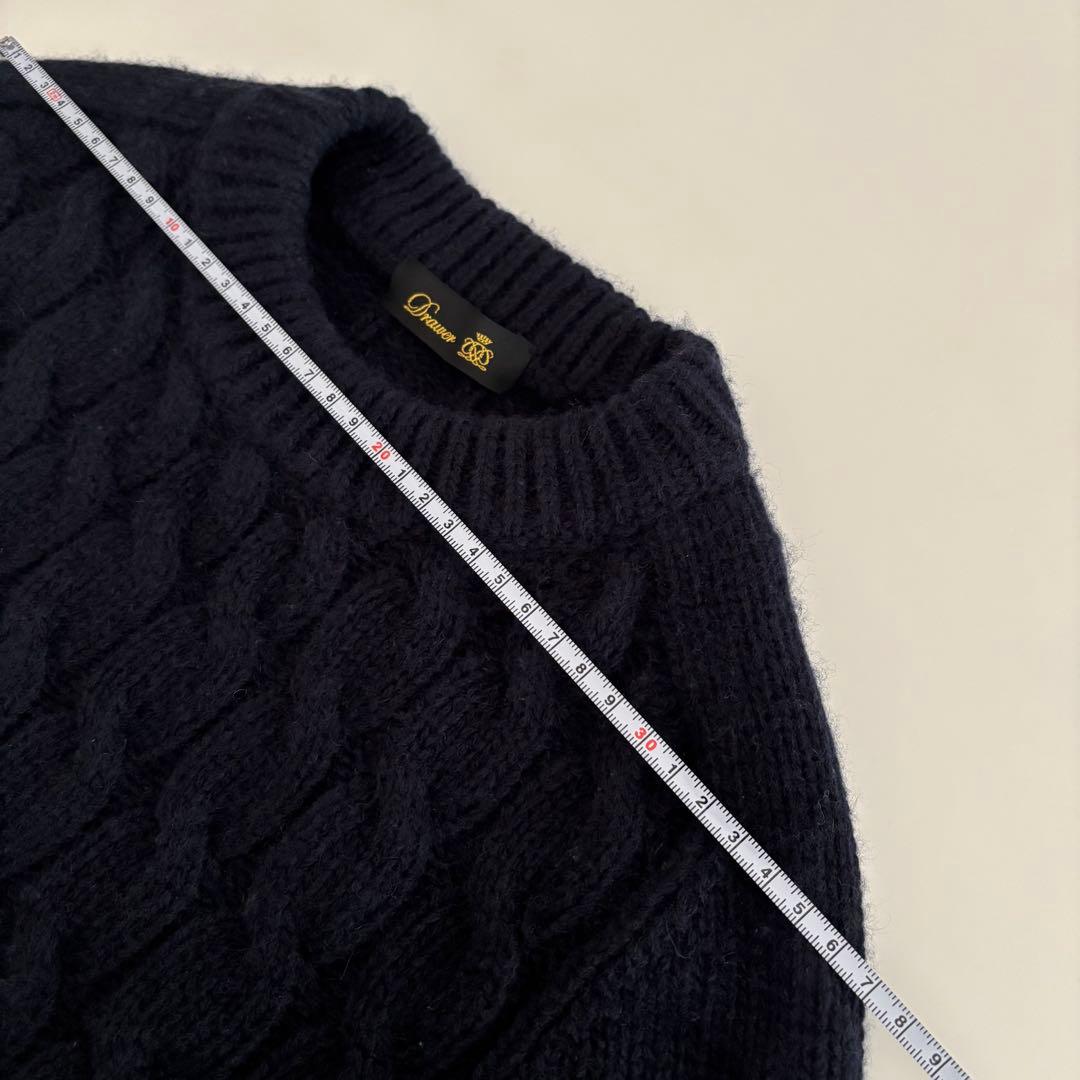 【美品】Drawerドゥロワー　ウールカシミヤニットポンチョ　ネイビー