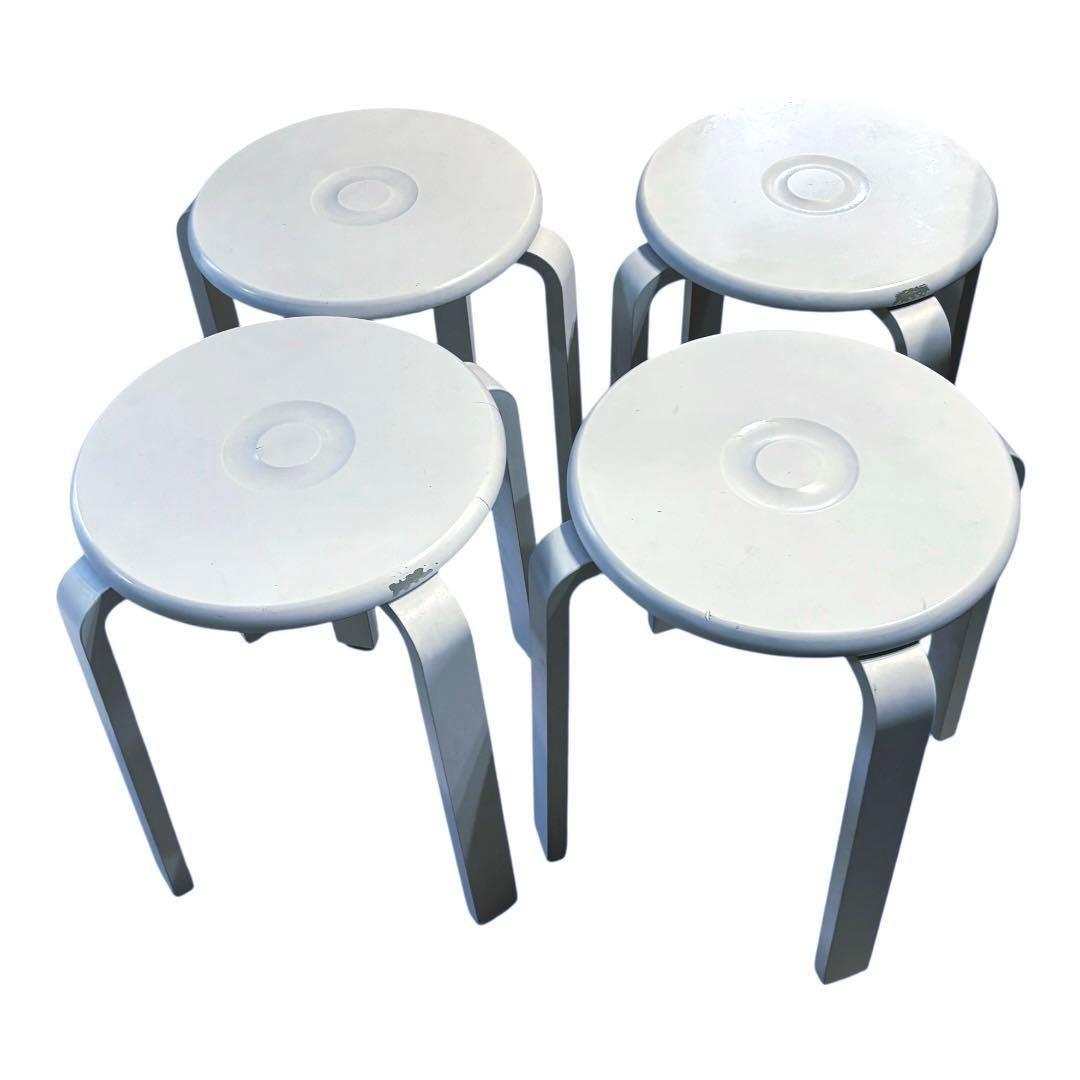 昭和レトロ コイズミ 木製 円形スツール イス 丸椅子 プライウッドチェア