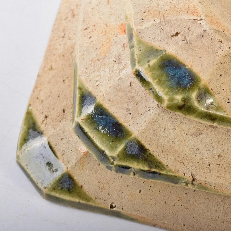 北大路魯山人作　星岡窯　織部焼　於里辺　小皿　五客　共箱　D　R8587