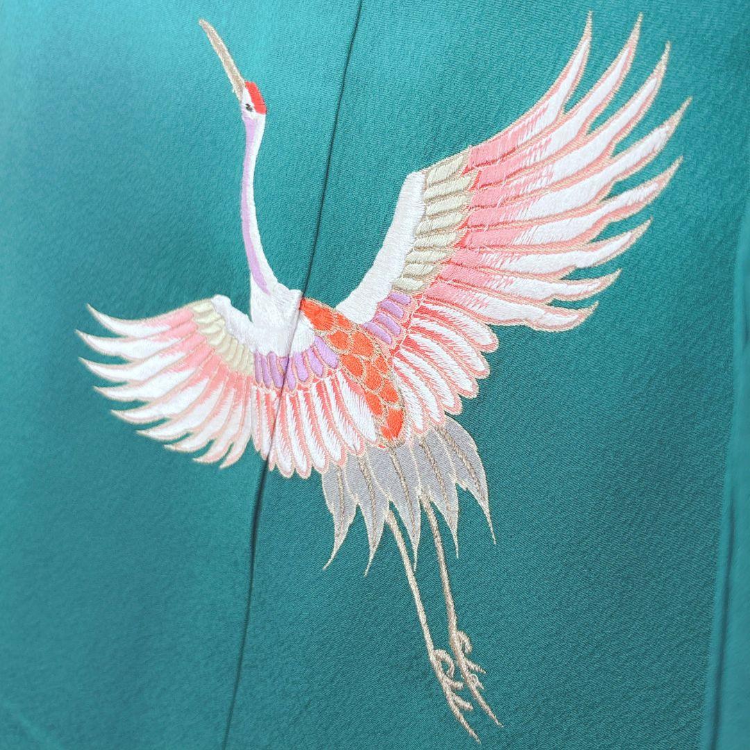 七五三　7歳女の子　フルセット　きもの　緑　比翼仕立　西陣別織　正絹　7288