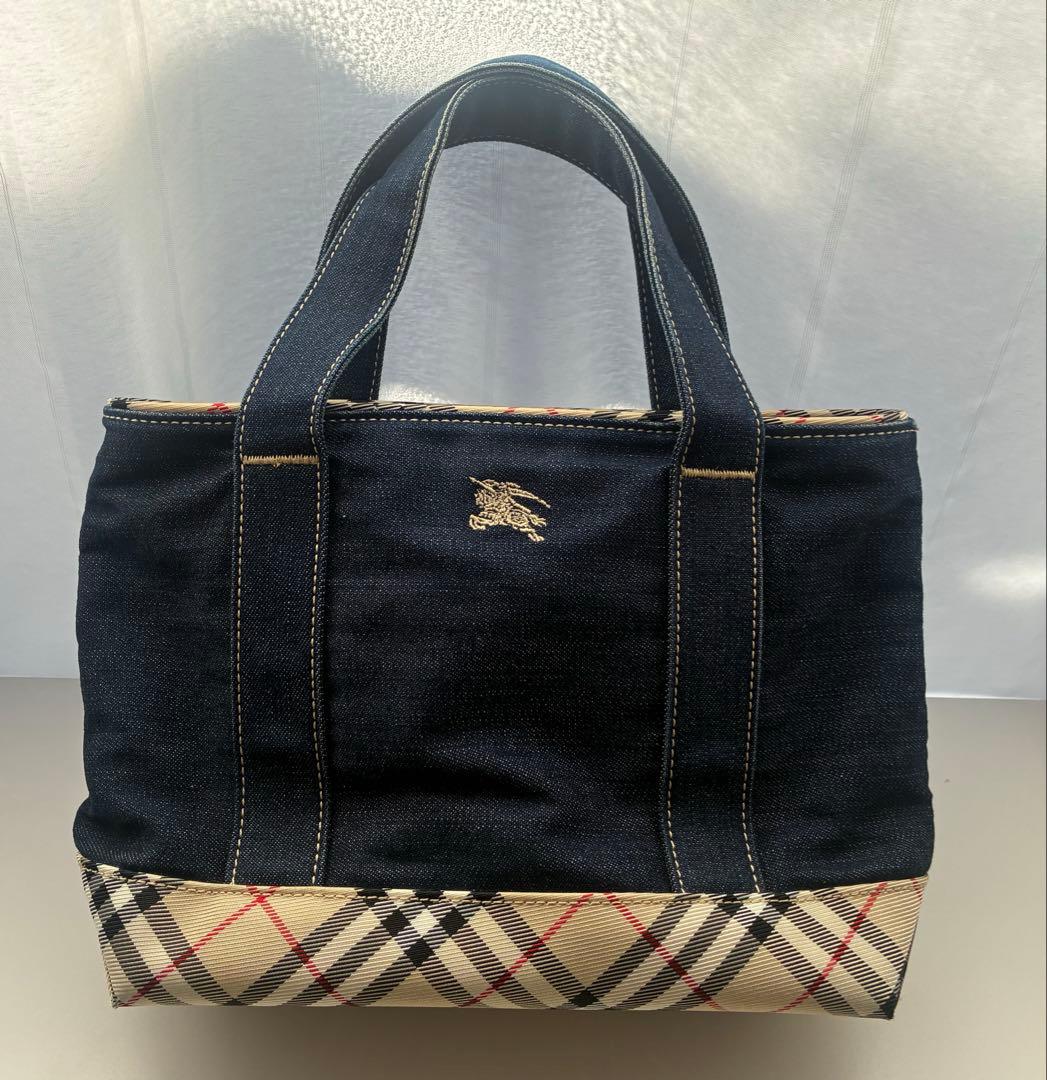 【美品】デニム×ノバチェックトートバッグ BURBERRY BLUE LABEL