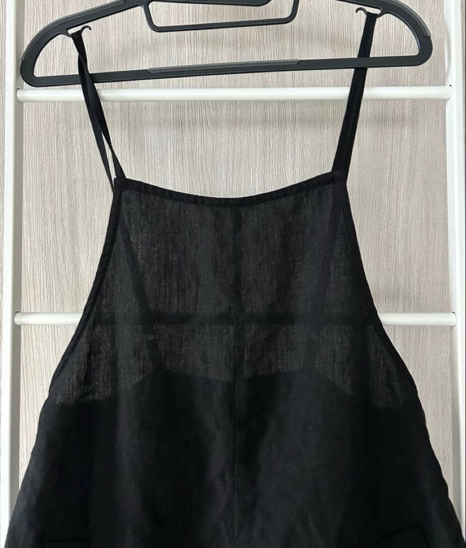 UNIVERSAL TISSU ／リネン100%サロペット／ブラック