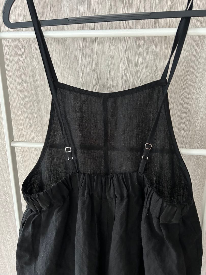 UNIVERSAL TISSU ／リネン100%サロペット／ブラック