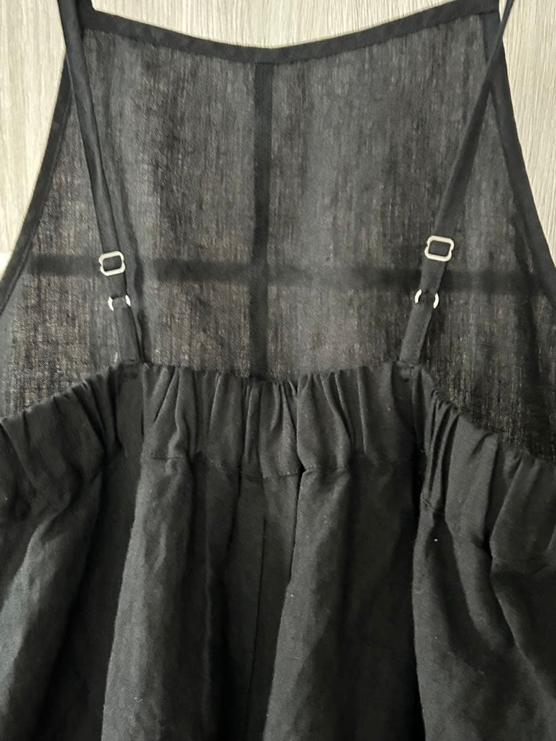 UNIVERSAL TISSU ／リネン100%サロペット／ブラック
