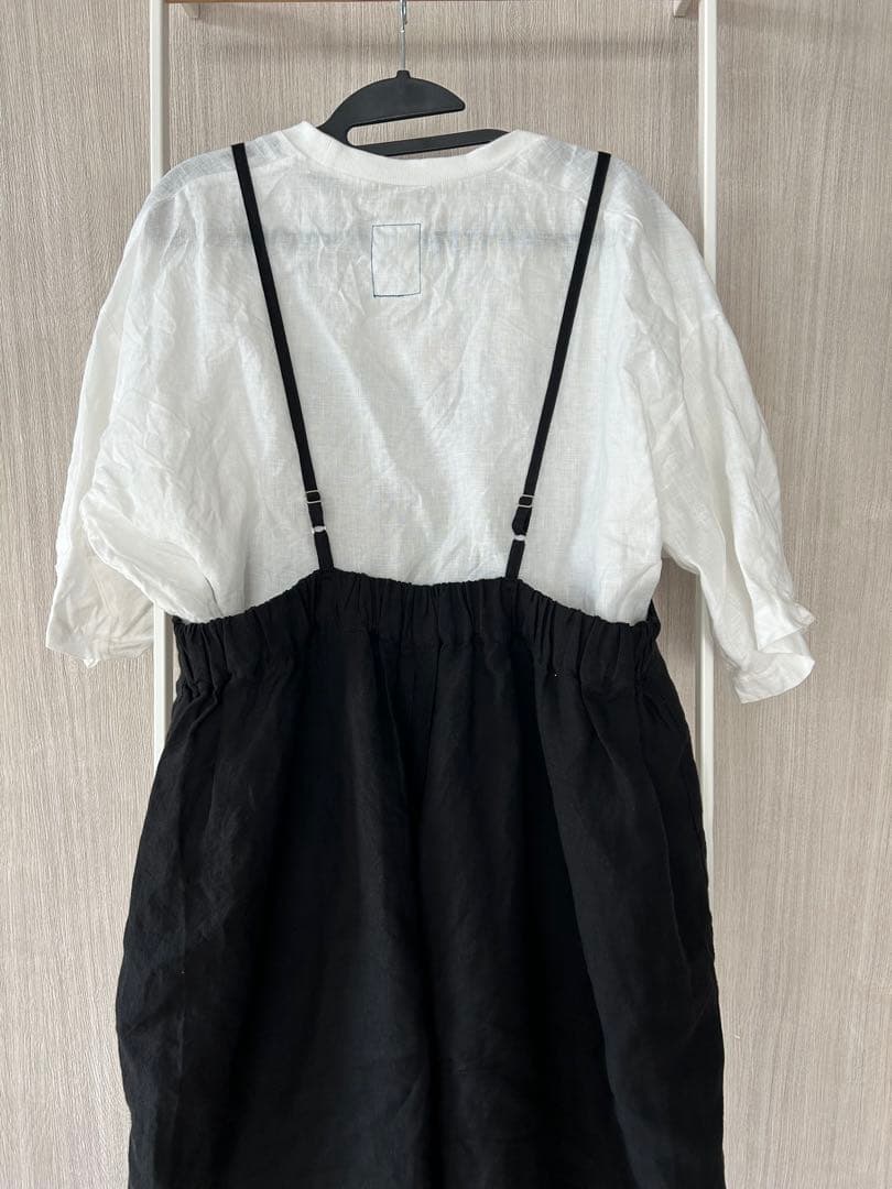 UNIVERSAL TISSU ／リネン100%サロペット／ブラック