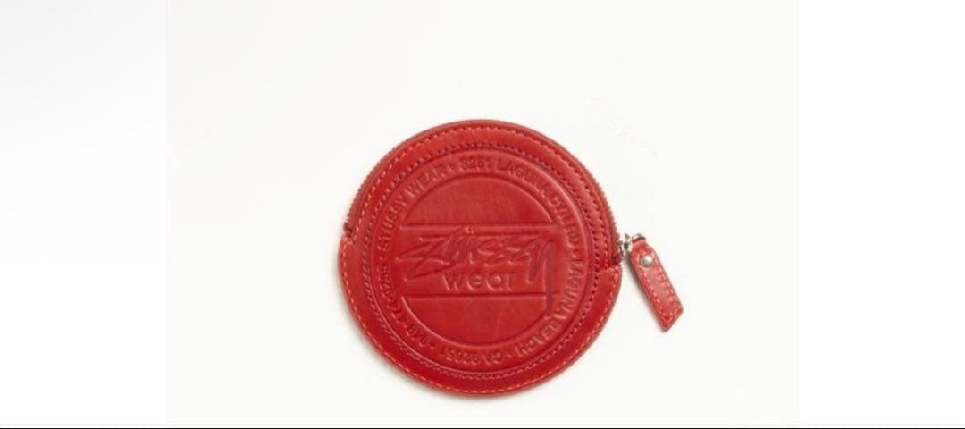 STUSSY SURF DOT レザー ポーチ ロゴ 財布