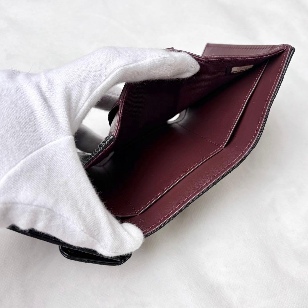 新品未使用 CHANEL 三つ折り財布 キャビアスキン シールカード ココマーク