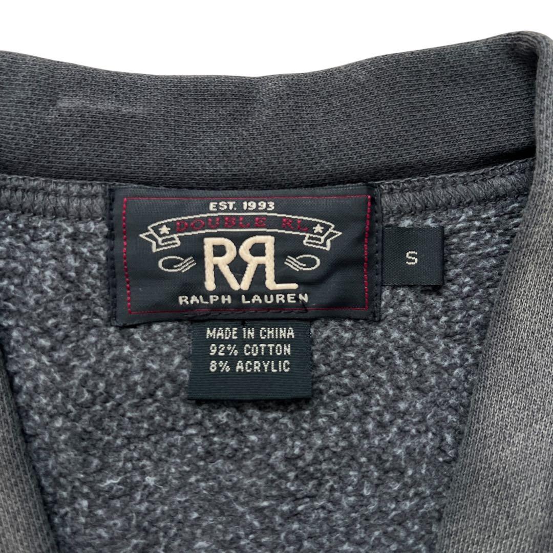 RRL　ヴィンテージ加工　スウェットカーディガン　裏起毛　S　色落ち加工