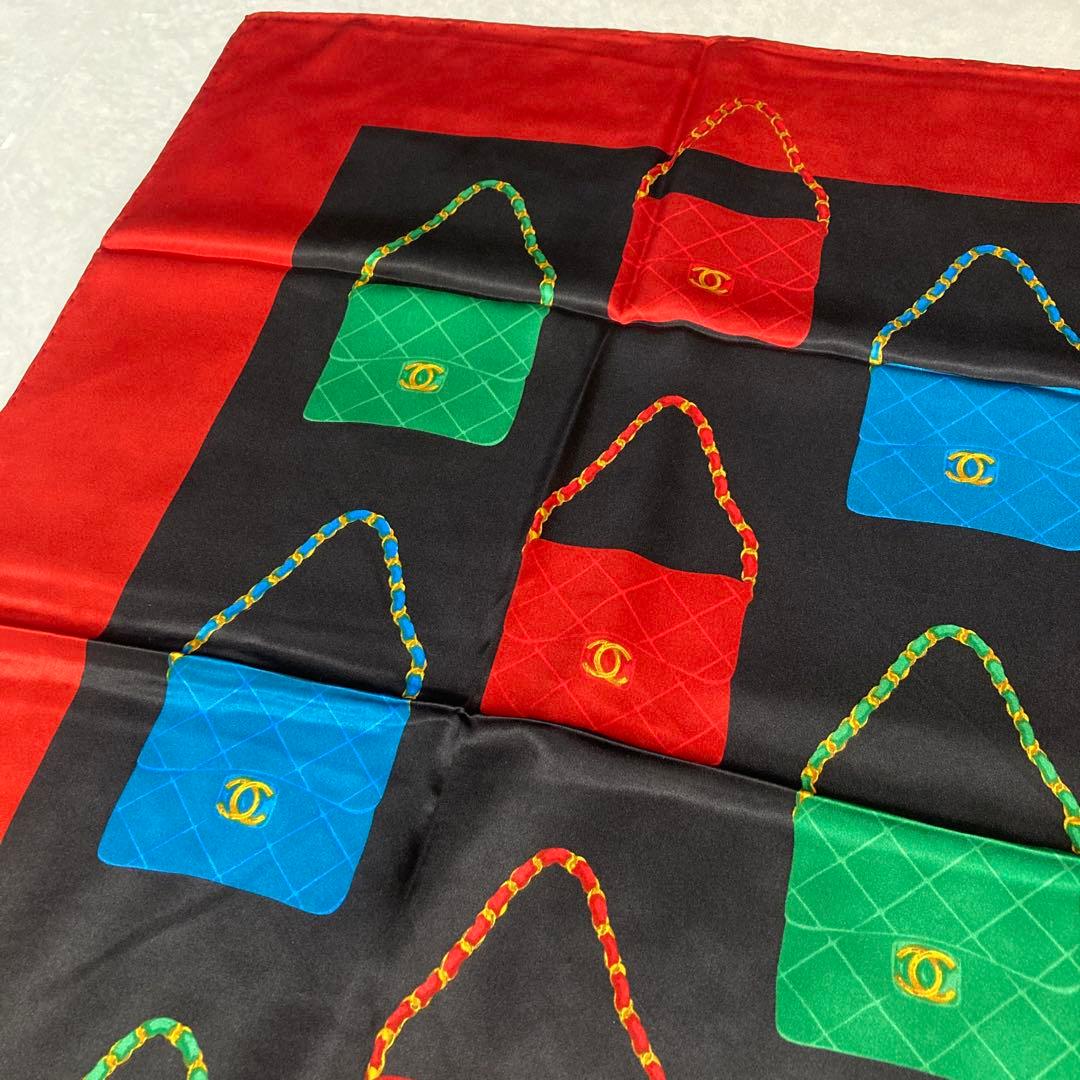 CHANELシルク大判スカーフ★美品.マトラッセ.バッグ柄.ヴィンテージ、タグ付